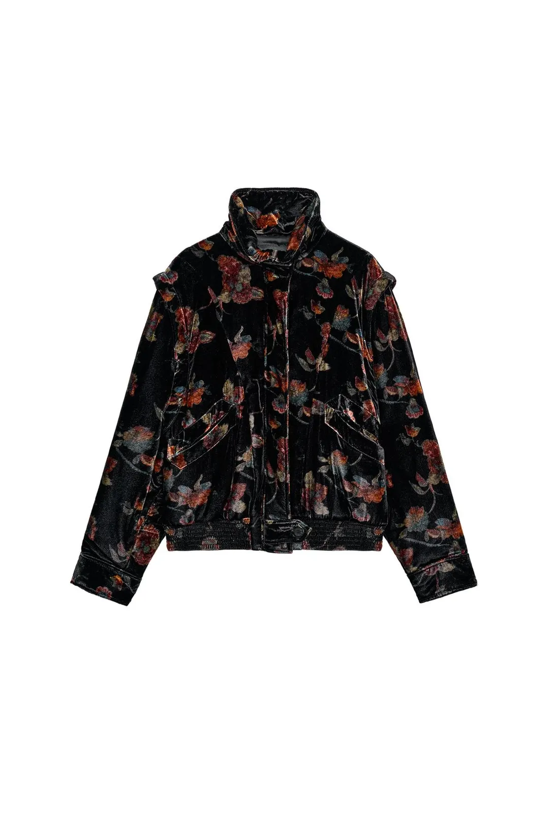 Бомбер из бархата с цветочным принтом ZW Collection, Zara