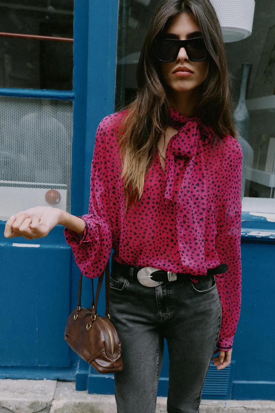 Блузка с принтом в виде сердец, Zara