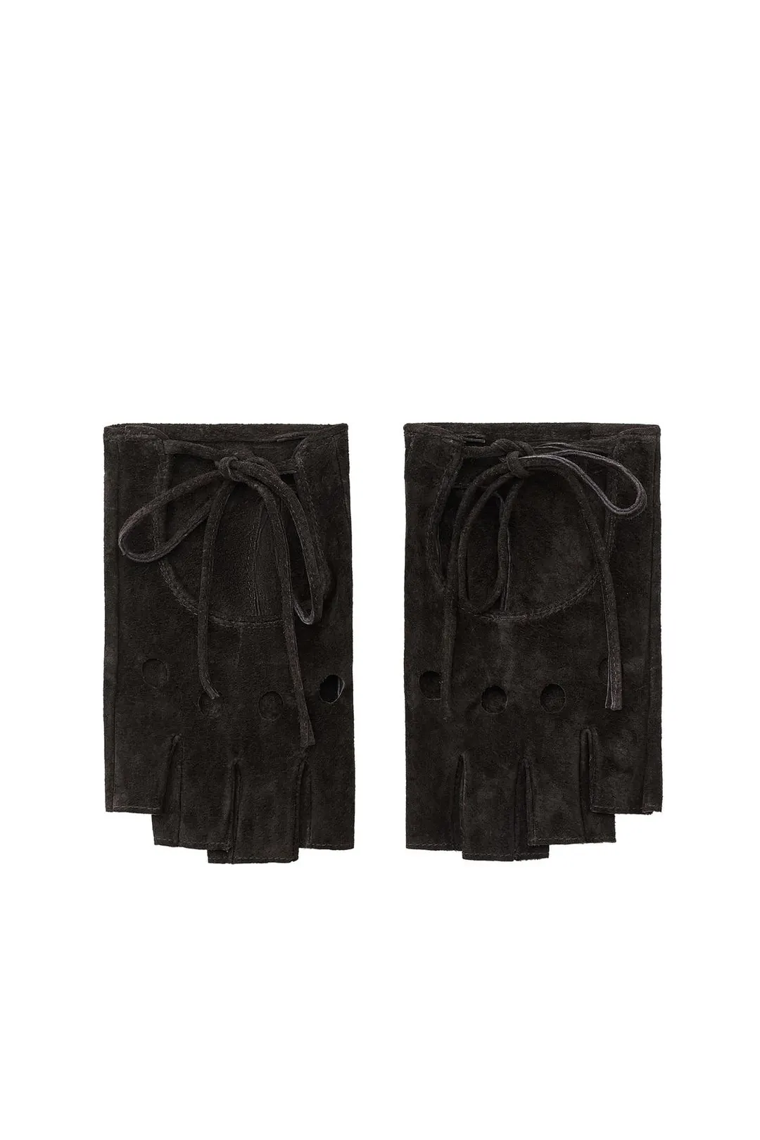 Перфорированные митенки из 100% замши, Zara