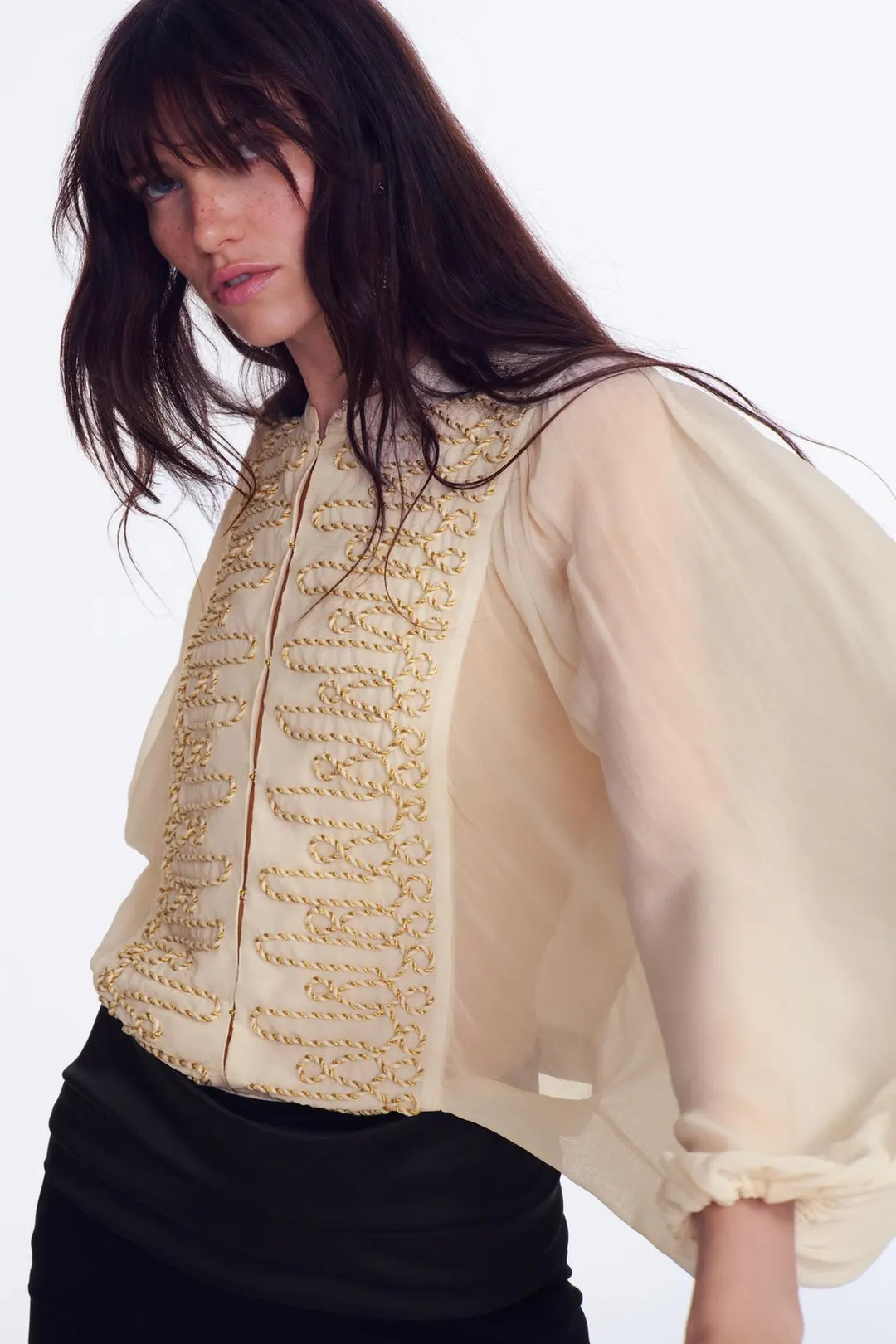 Блузка романтичная с застежкой на навесные петли ZW Collection, Zara