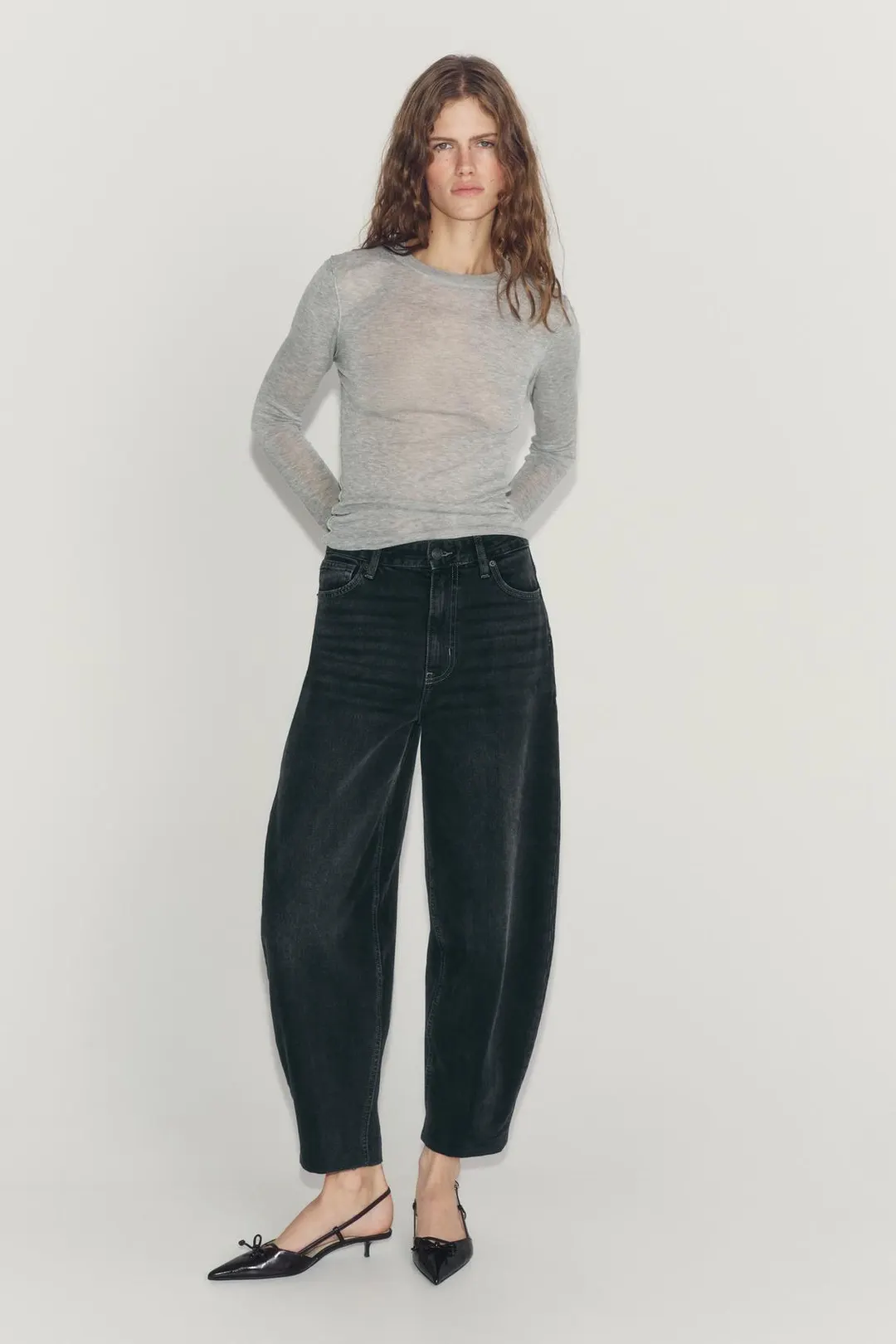 Джинсы ZW Collection зауженного книзу кроя с высокой посадкой, Zara