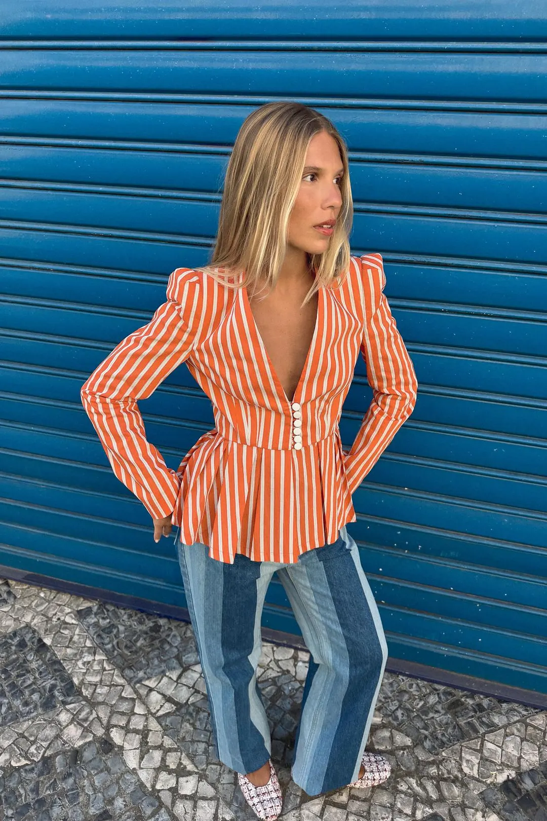 Блейзер строгого кроя в полоску, Zara