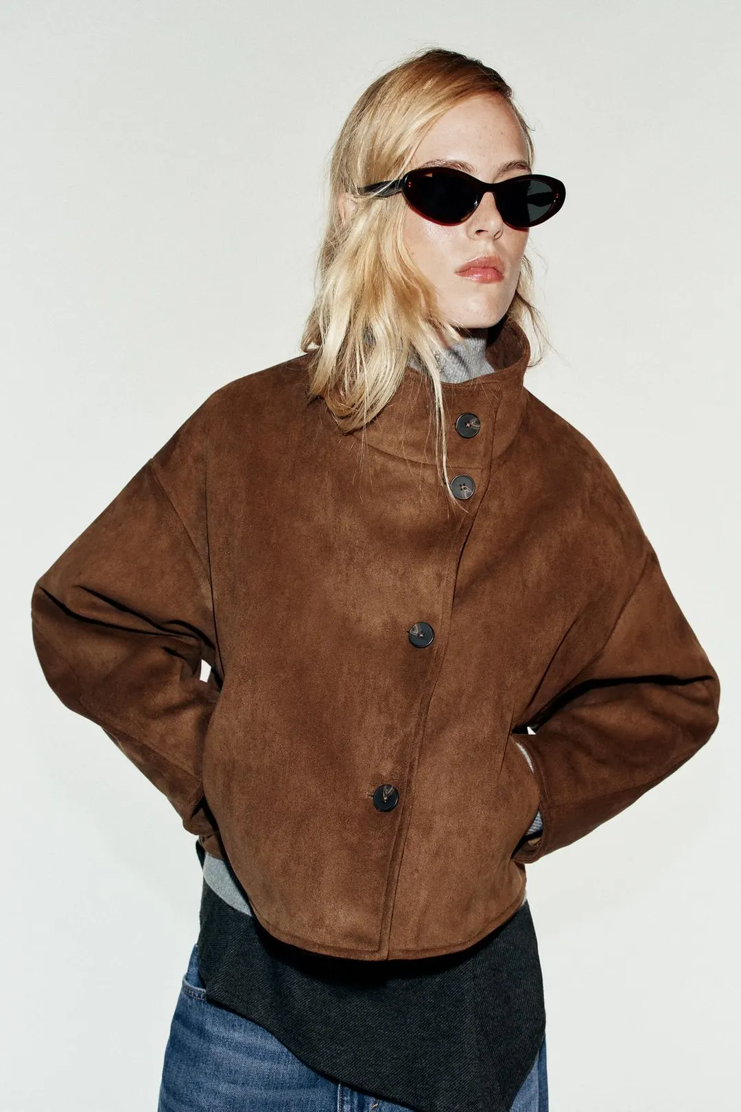 Укороченная куртка под замшу, Zara