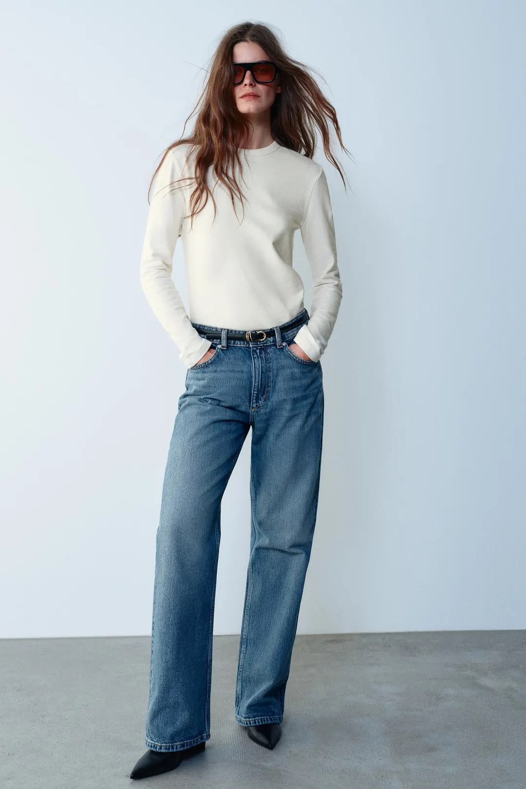 Футболка из 100% хлопкового крепа с эффектом стирки, Zara