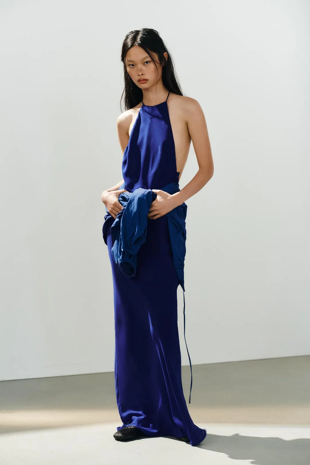 Платье макси с воротником халтер, Zara