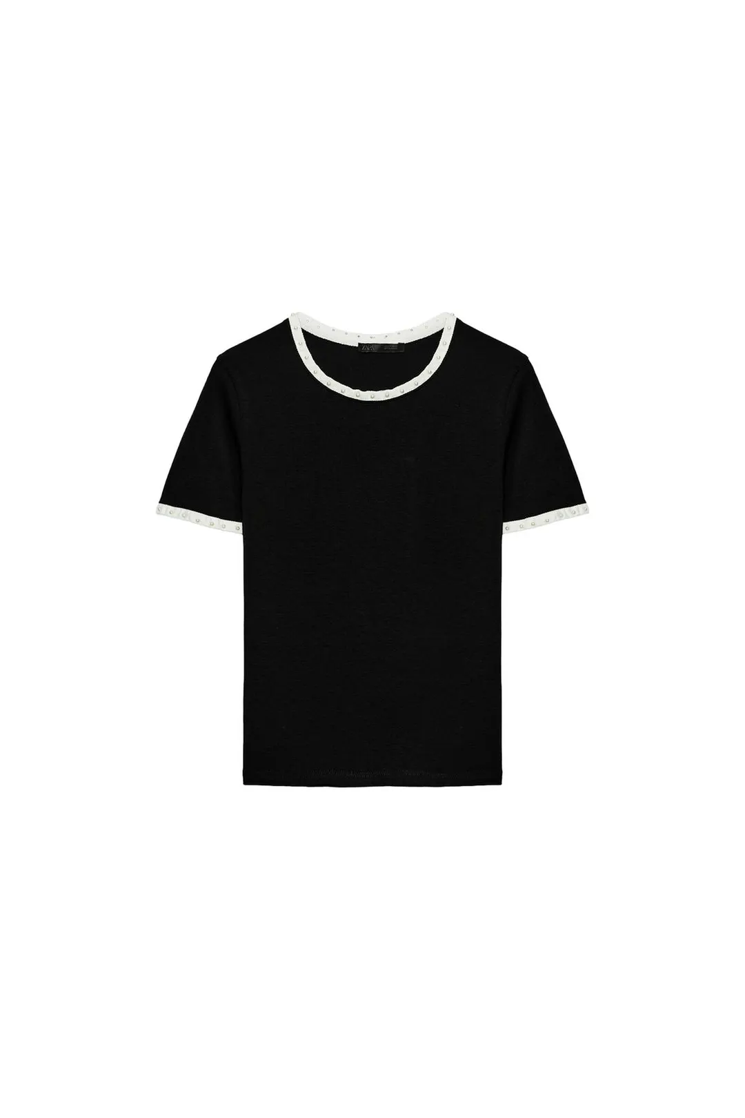 Футболка с контрастными искусственными жемчужинами, Zara