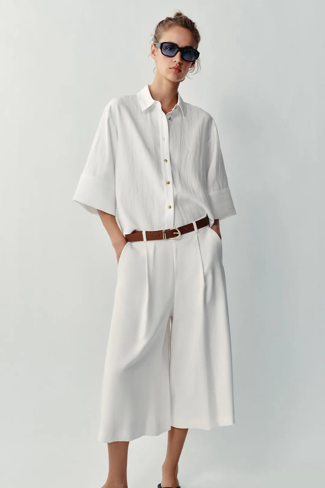 Удлиненные бермуды с поясом, Zara
