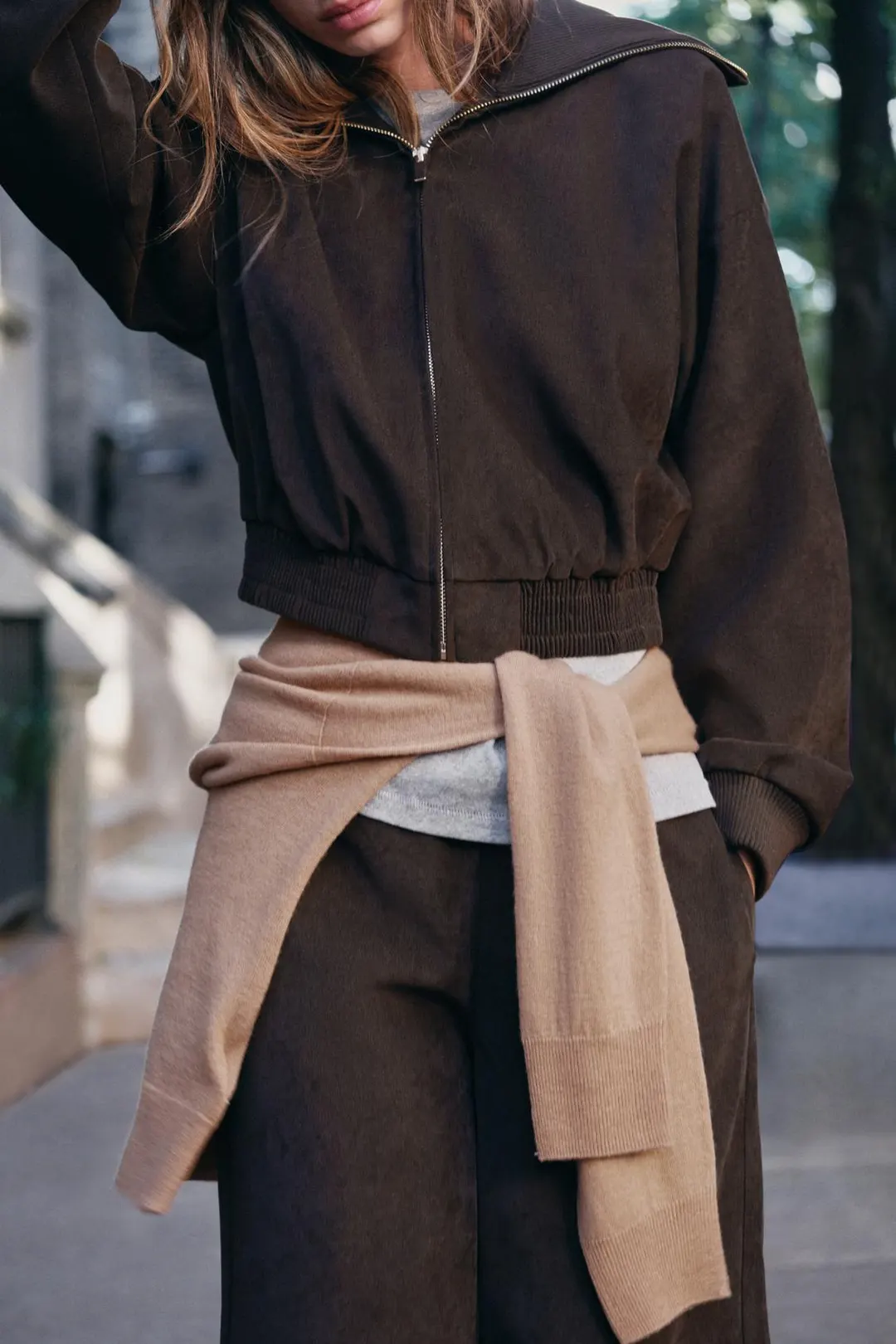 Куртка укороченная с воротником в рубчик, Zara