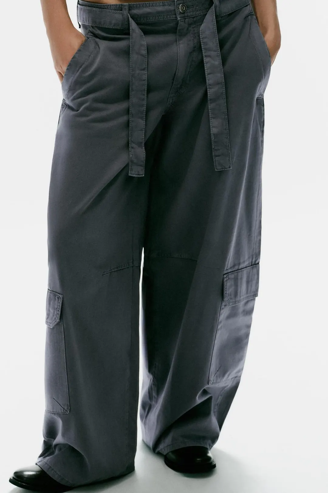 Брюки карго оверсайз с поясом, Zara