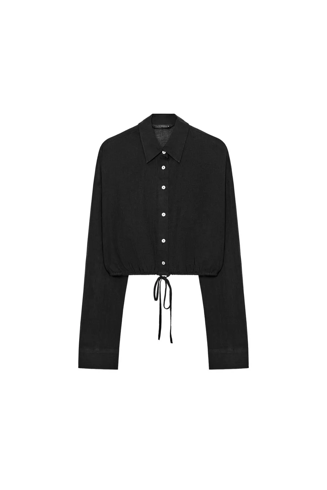 Рубашка укороченная из шифона с регулируемой кулиской, Zara