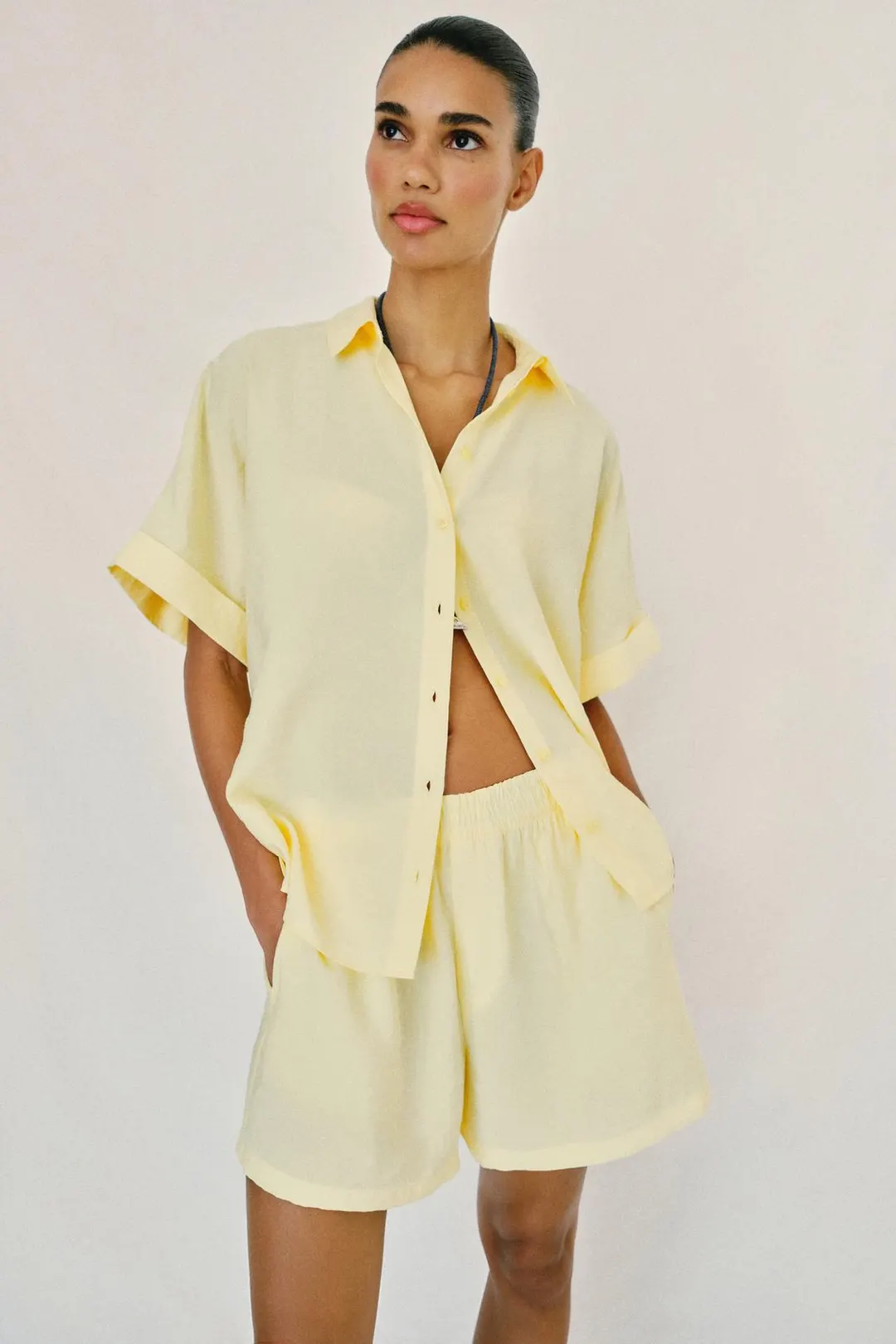 Рубашка струящаяся с короткими рукавами, Zara