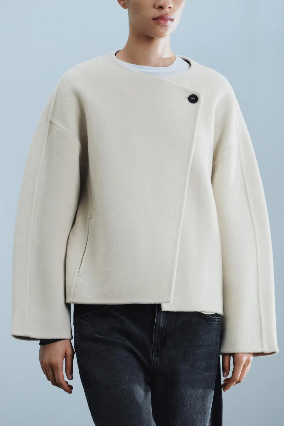Пальто короткое из смесовой шерсти ZW Collection, Zara