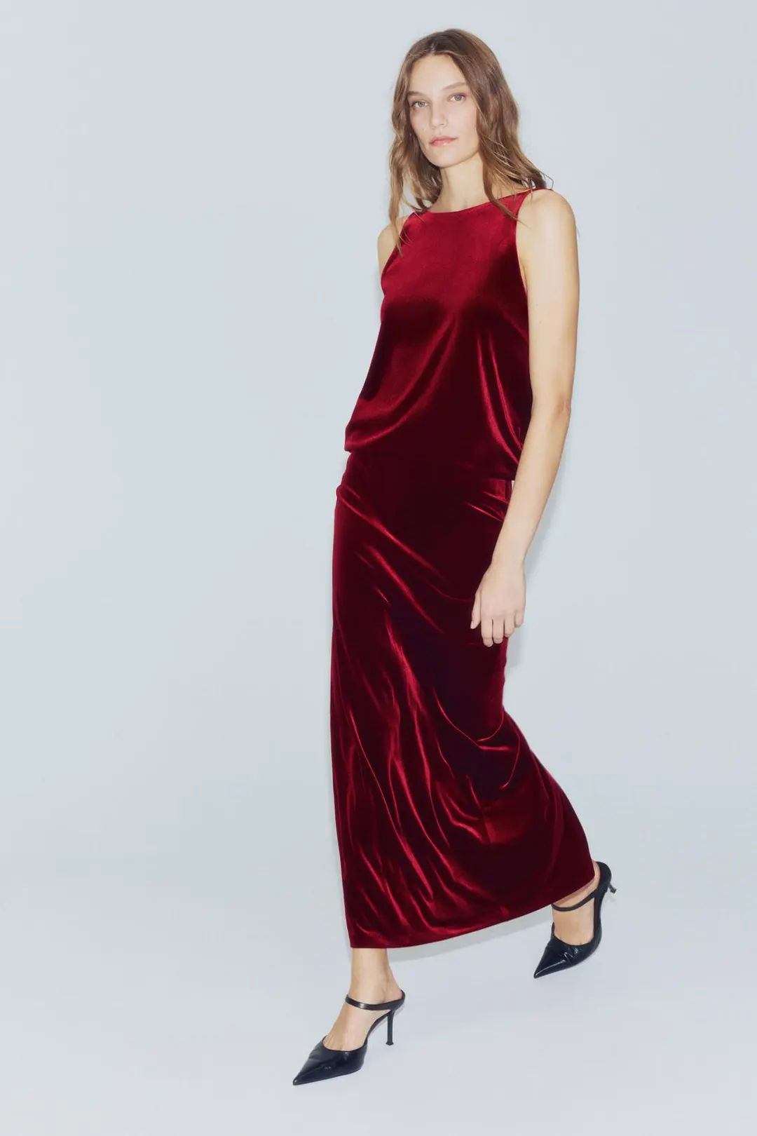 Платье длинное бархатное, Zara