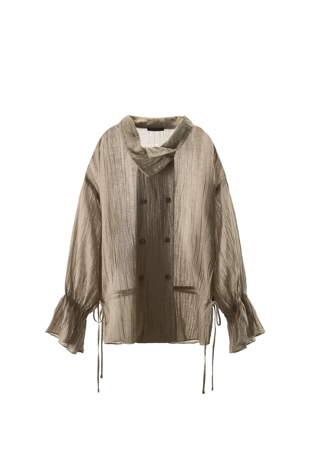 Рубашка из смеси льна с завязками, Zara