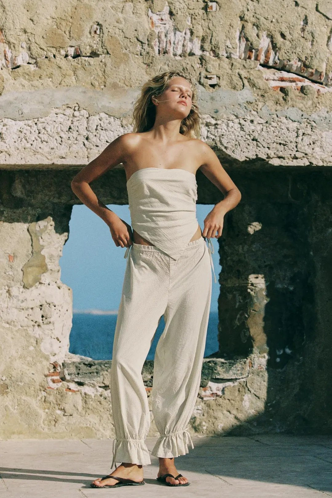Топ-бандо с полосатыми завязками, Zara