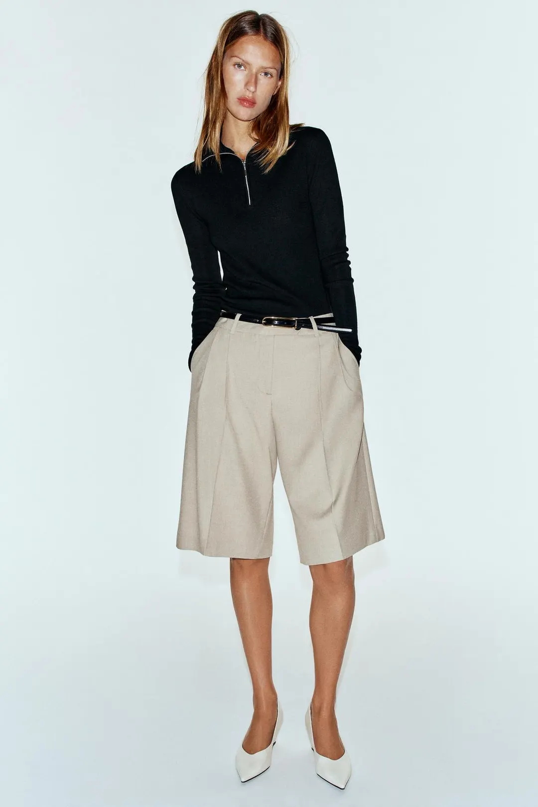 Удлиненные бермуды со складками, Zara