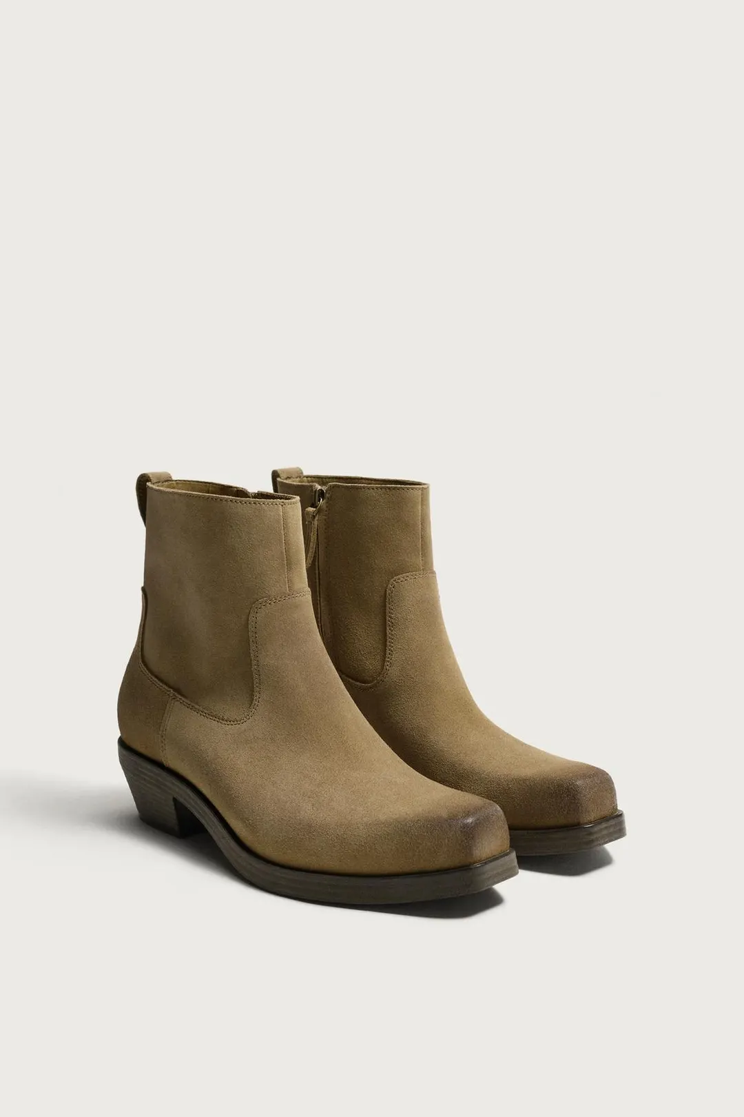 Ботинки из кожи с эффектом потертости, Zara
