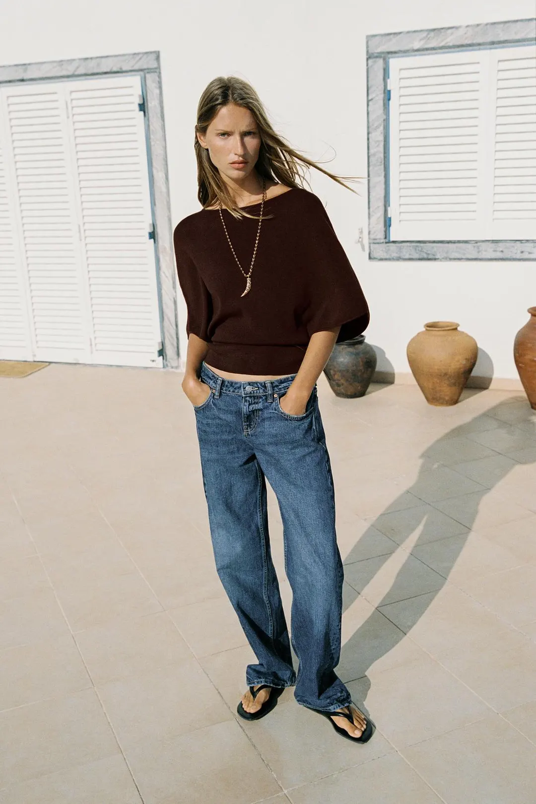 Вязаный топ с поясом, Zara
