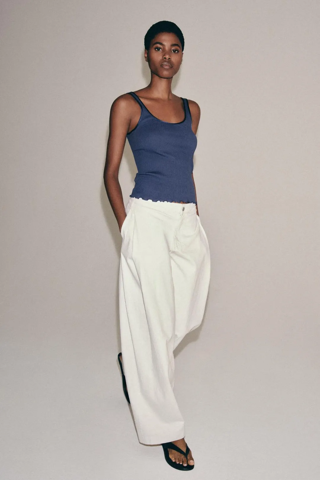 Хлопковая майка в рубчик, Zara