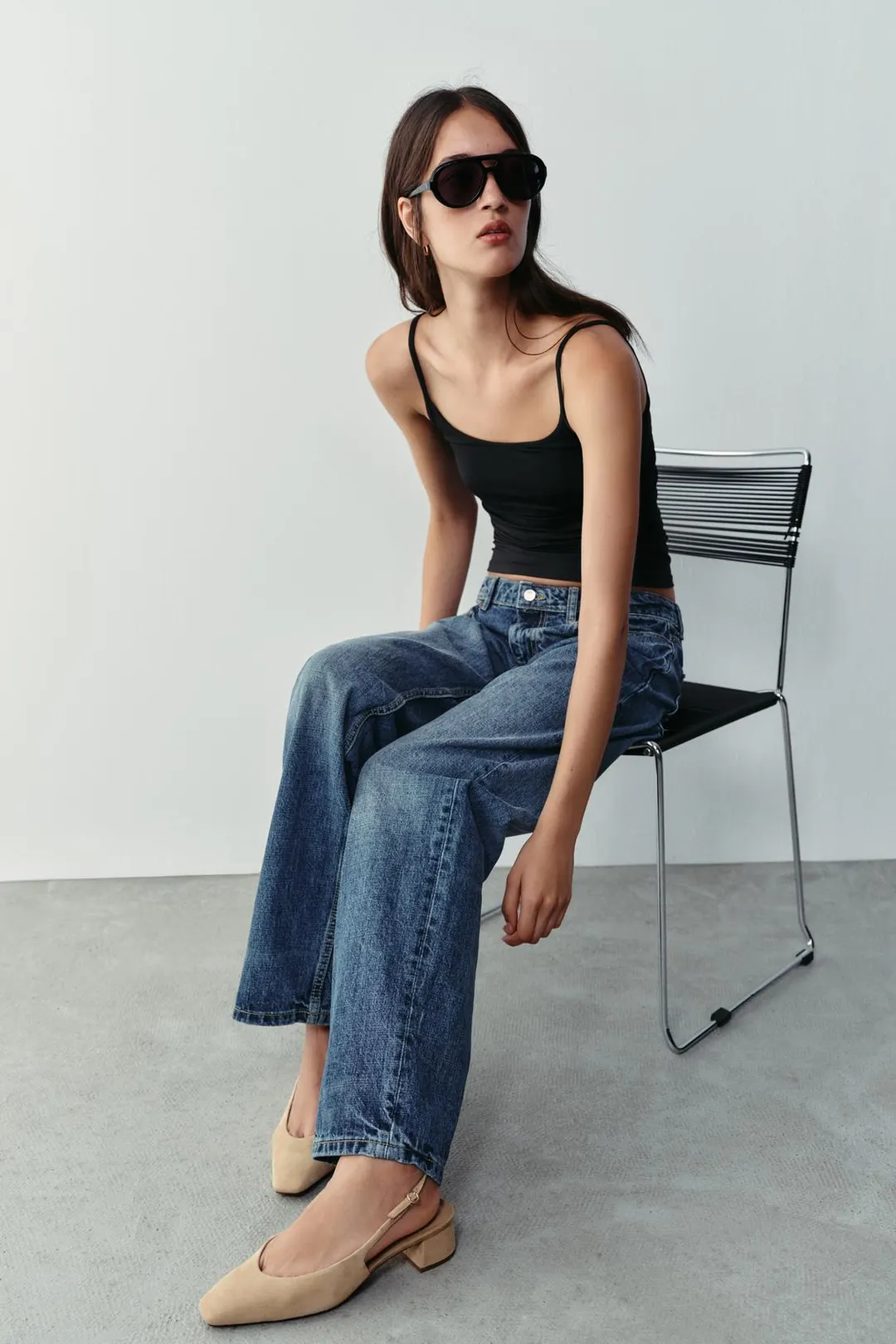 Туфли с открытой пяткой из замшевого спилка, Zara