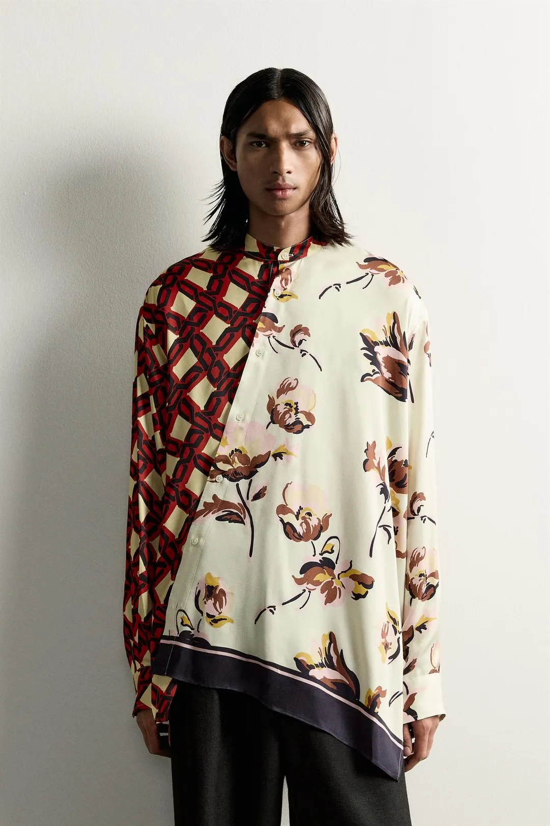 Рубашка оверсайз с комбинированным принтом Limited Edition, Zara