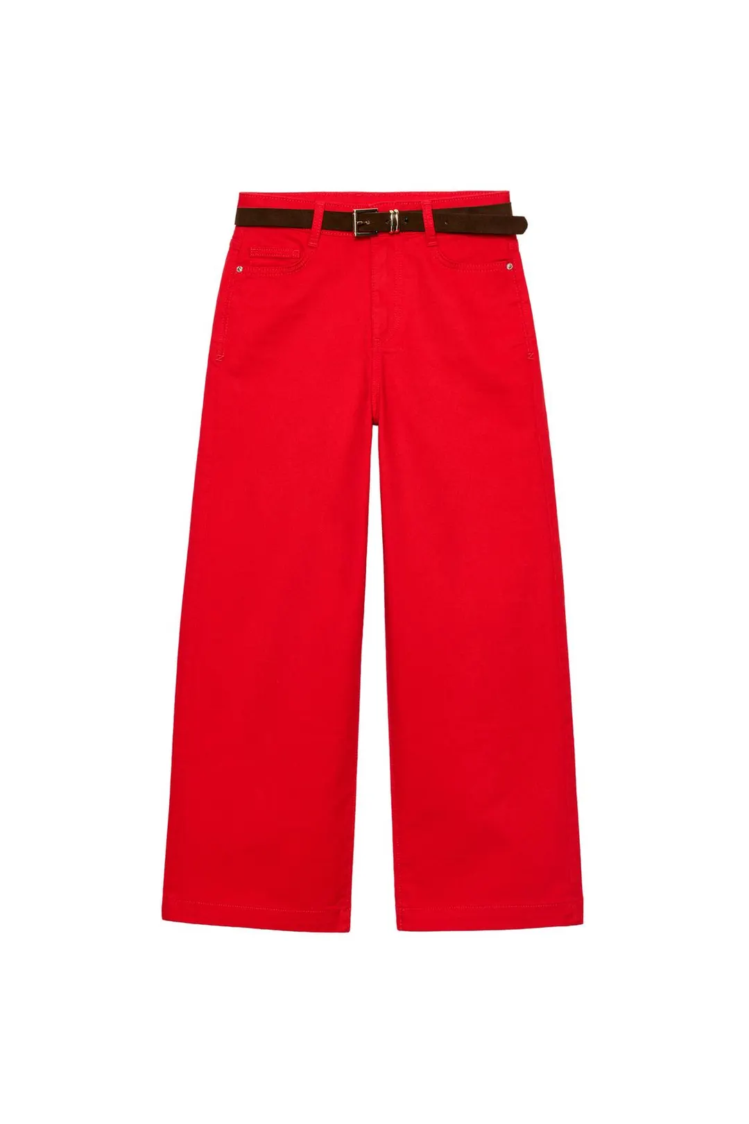 Укороченные широкие джинсы с высокой посадкой и ремнем Z1975, Zara