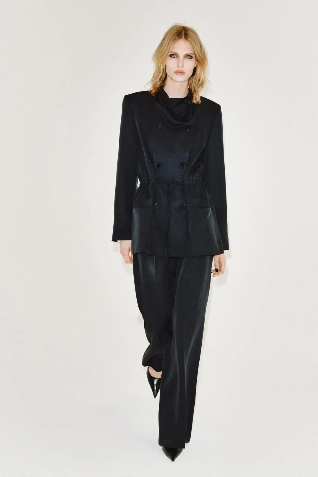 Жакет струящегося кроя с поясом ZW Collection, Zara