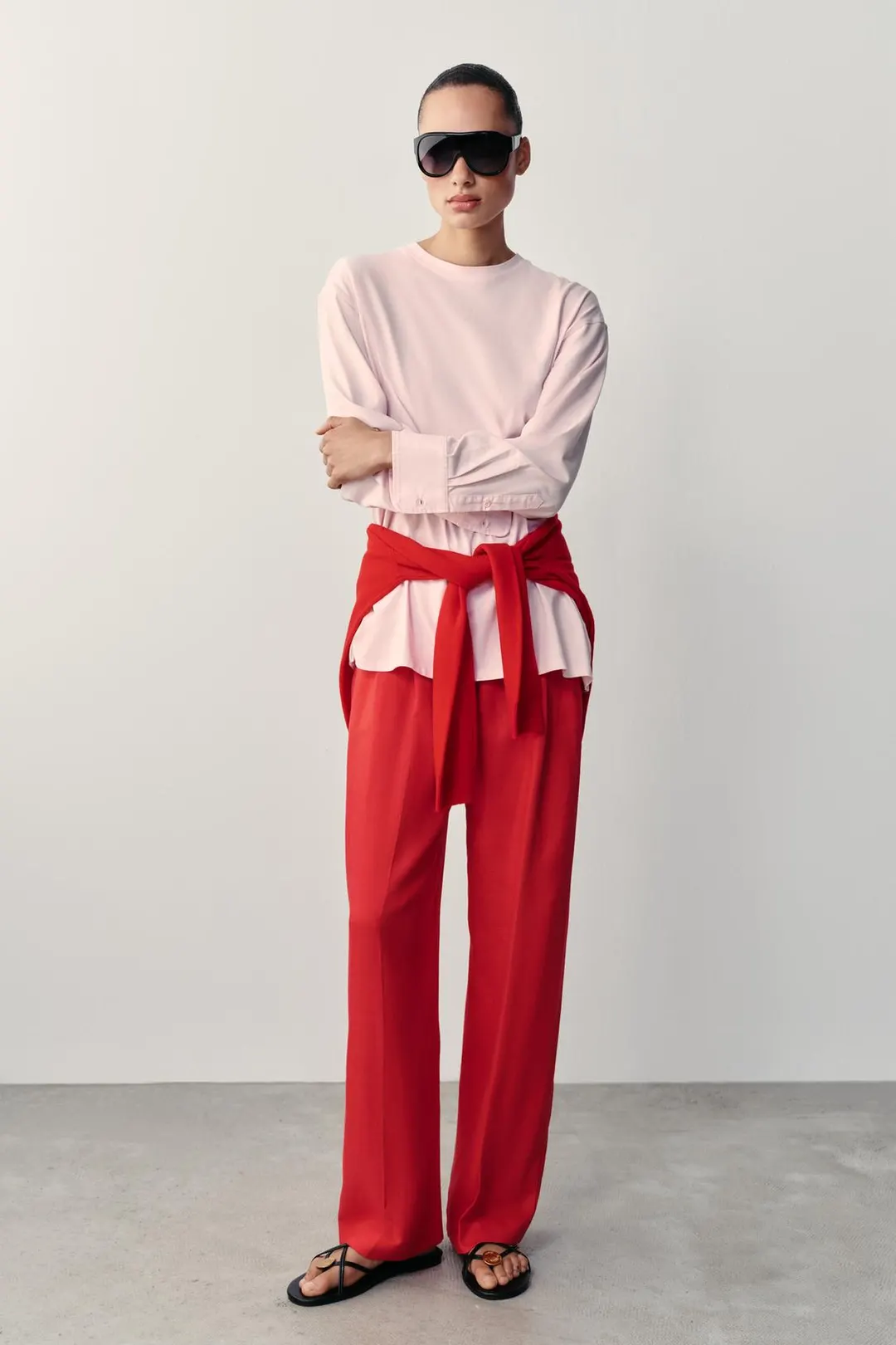 Футболка с контрастными длинными рукавами, Zara