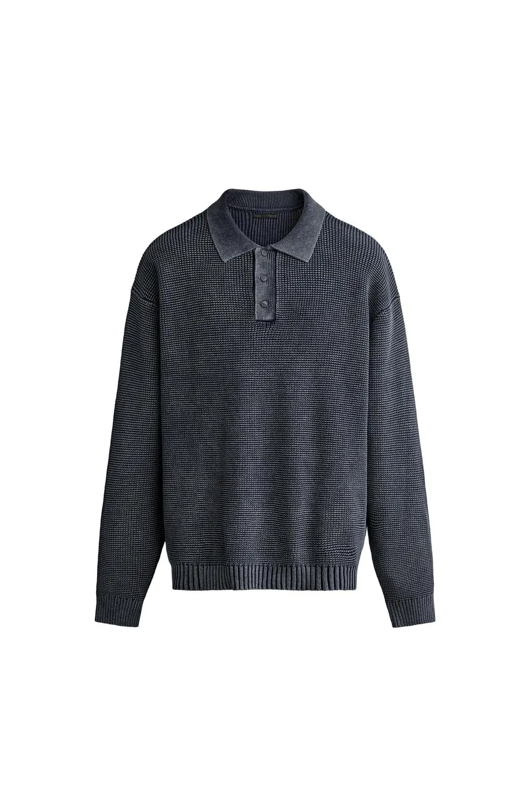 Вязаное поло из хлопка с эффектом стирки, Zara