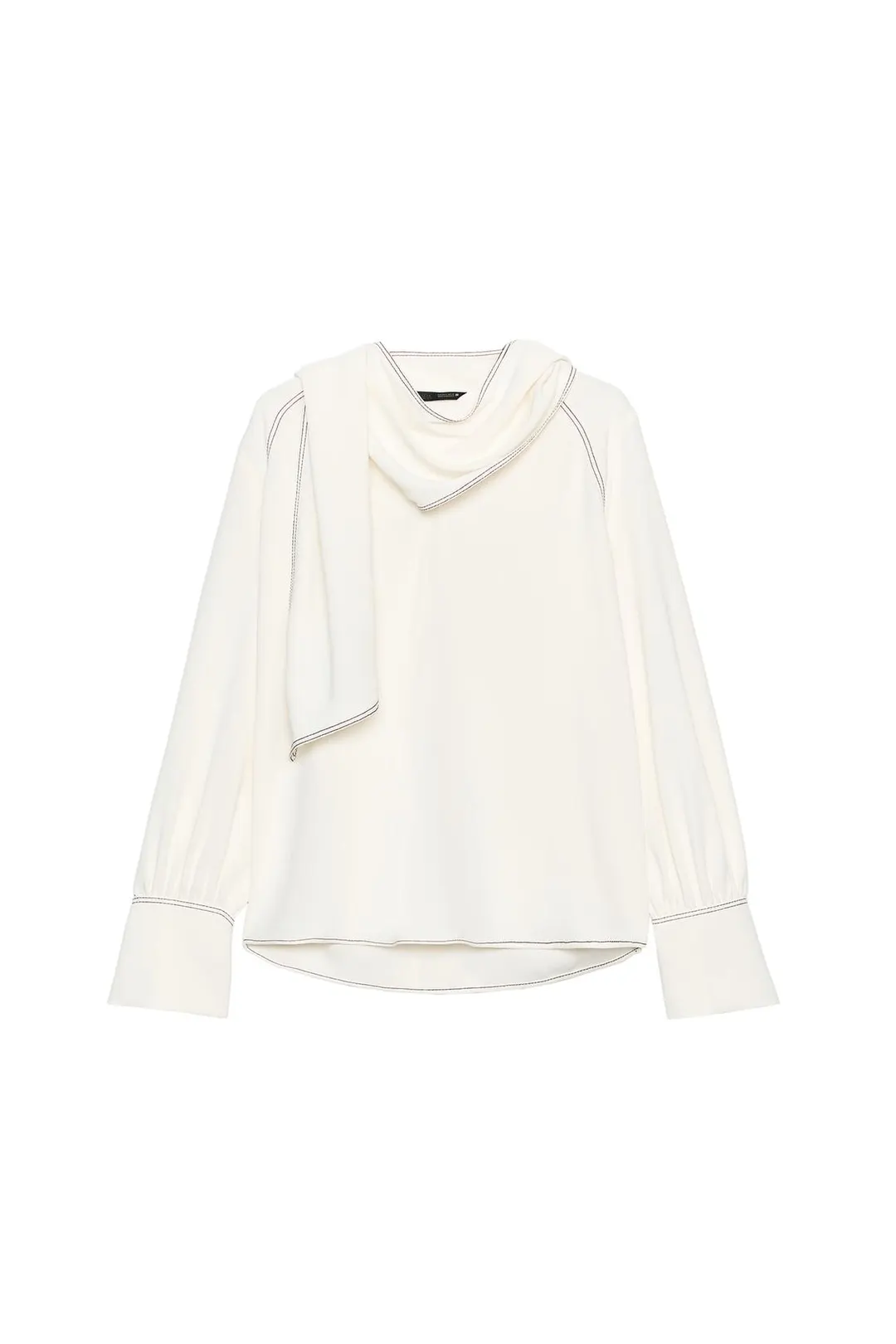 Блузка с шарфом и контрастной строчкой, Zara