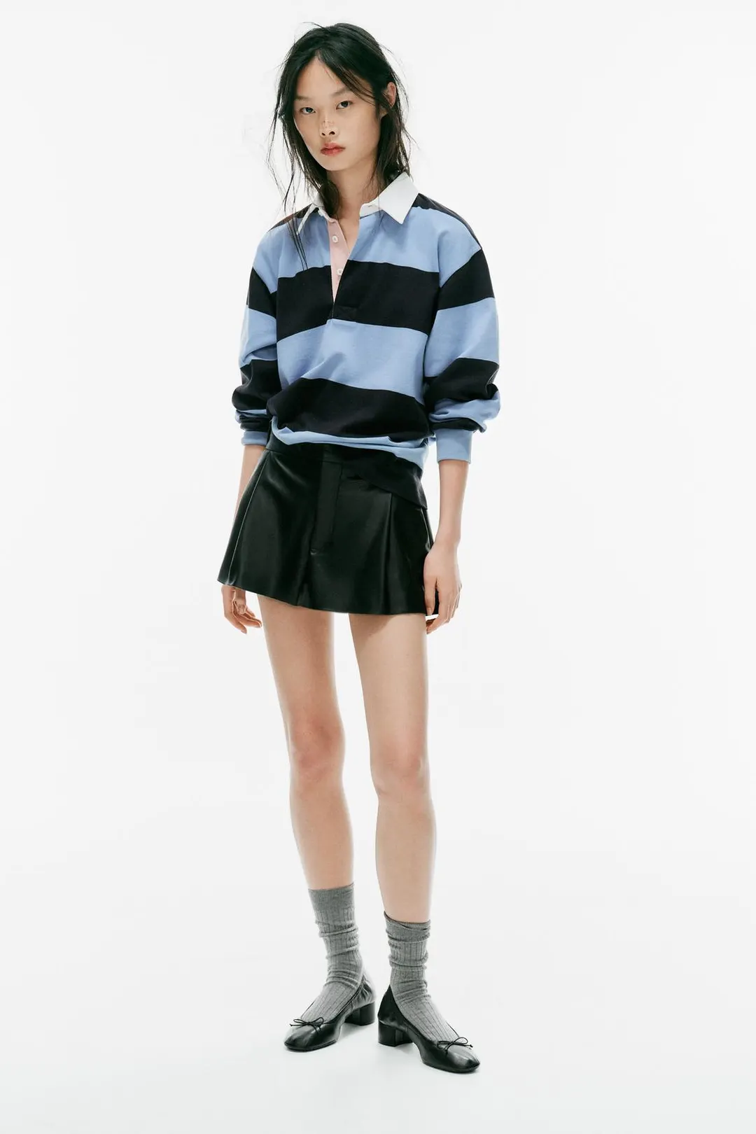 Шорты в складку под кожу, Zara