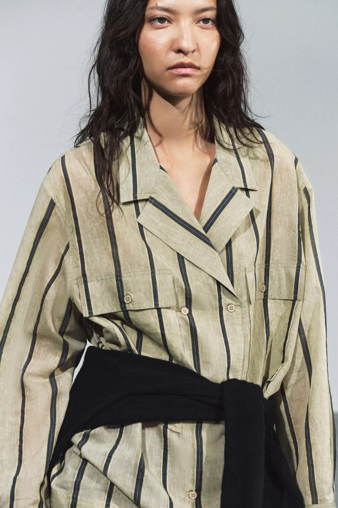 Рубашка с запахом и карманом ZW Collection, Zara