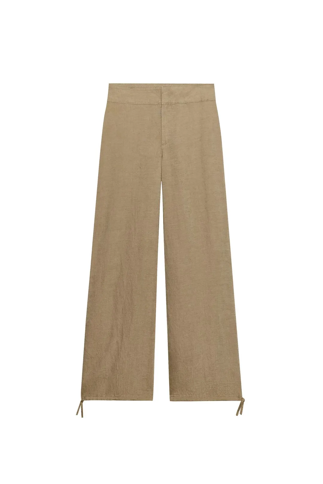 Брюки широкие из смесового льна с завязками, Zara