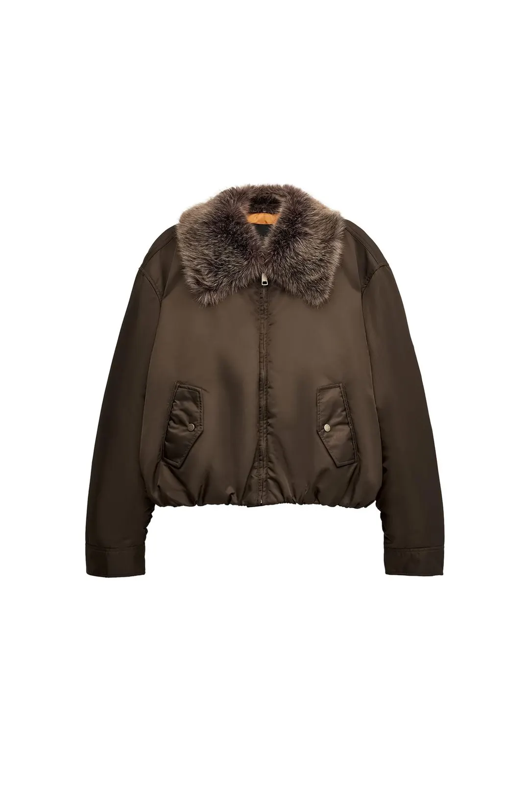 Куртка-бомбер ZW Collection с воротником из искусственного меха, Zara