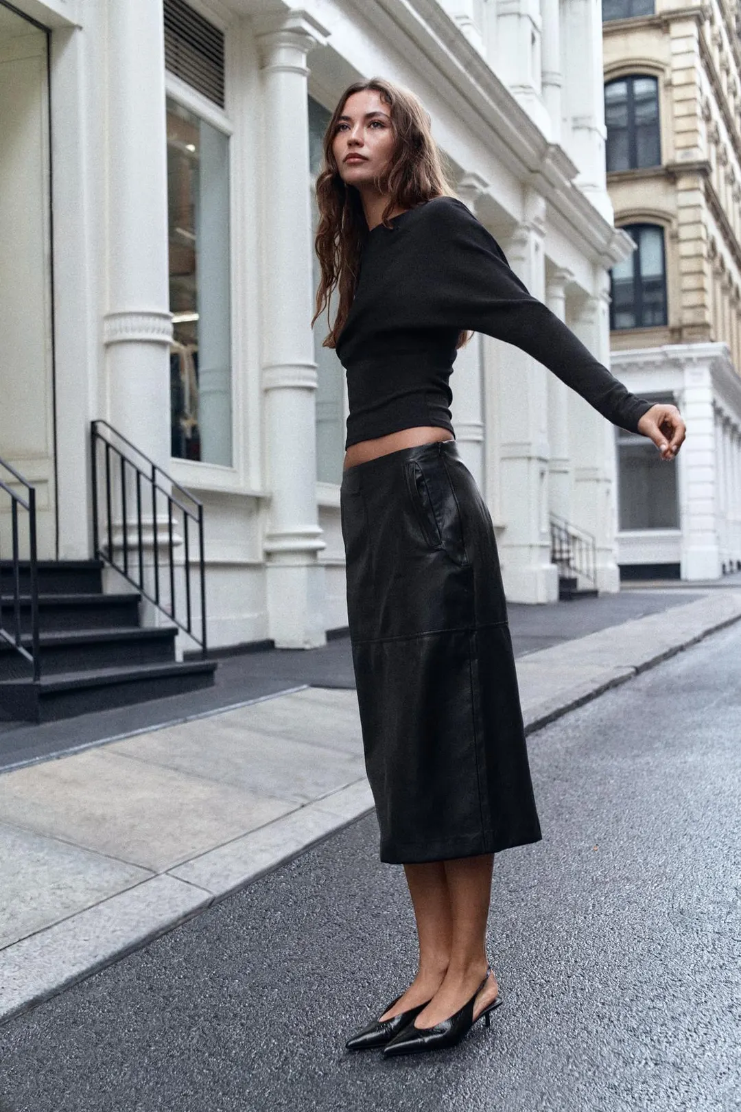 Футболка облегающего кроя с длинными рукавами, Zara
