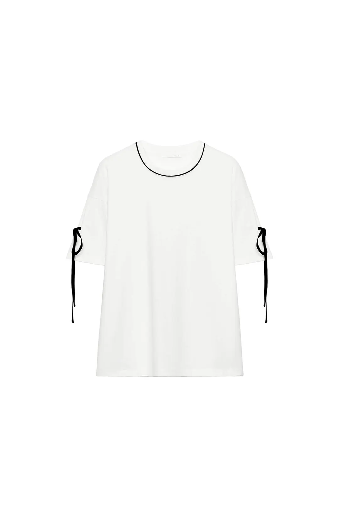 Футболка с контрастным кантом и завязками, Zara