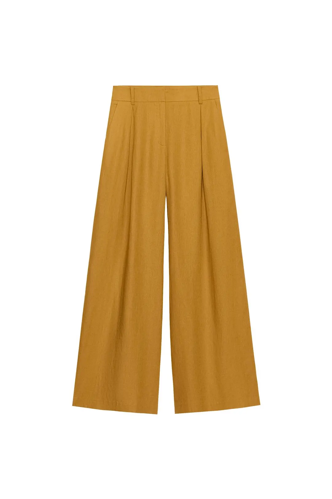 Брюки широкого кроя из смесового льна, Zara