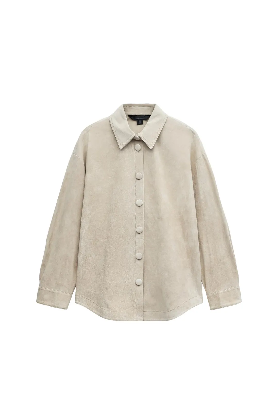 Рубашка из 100% кожи с обтянутыми пуговицами, Zara