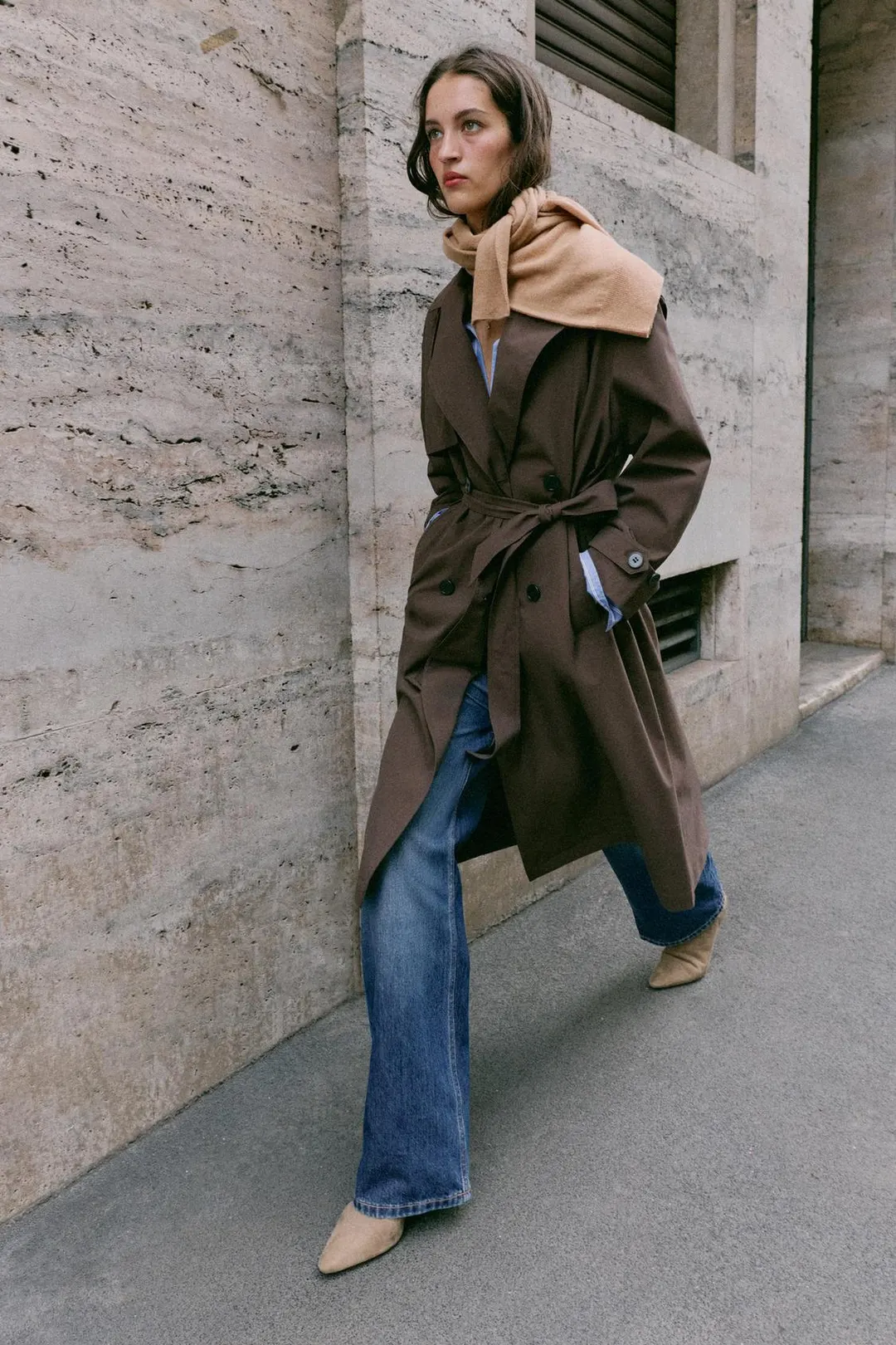 Ботильоны из замшевого спилка на каблуке, Zara