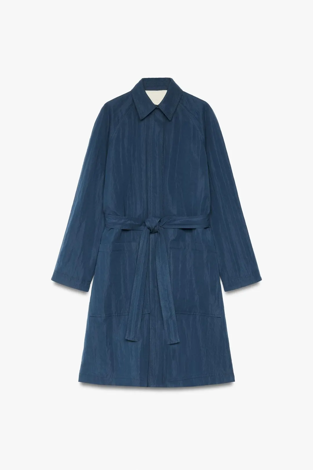 Пальто с жатым эффектом и поясом ZW Collection, Zara