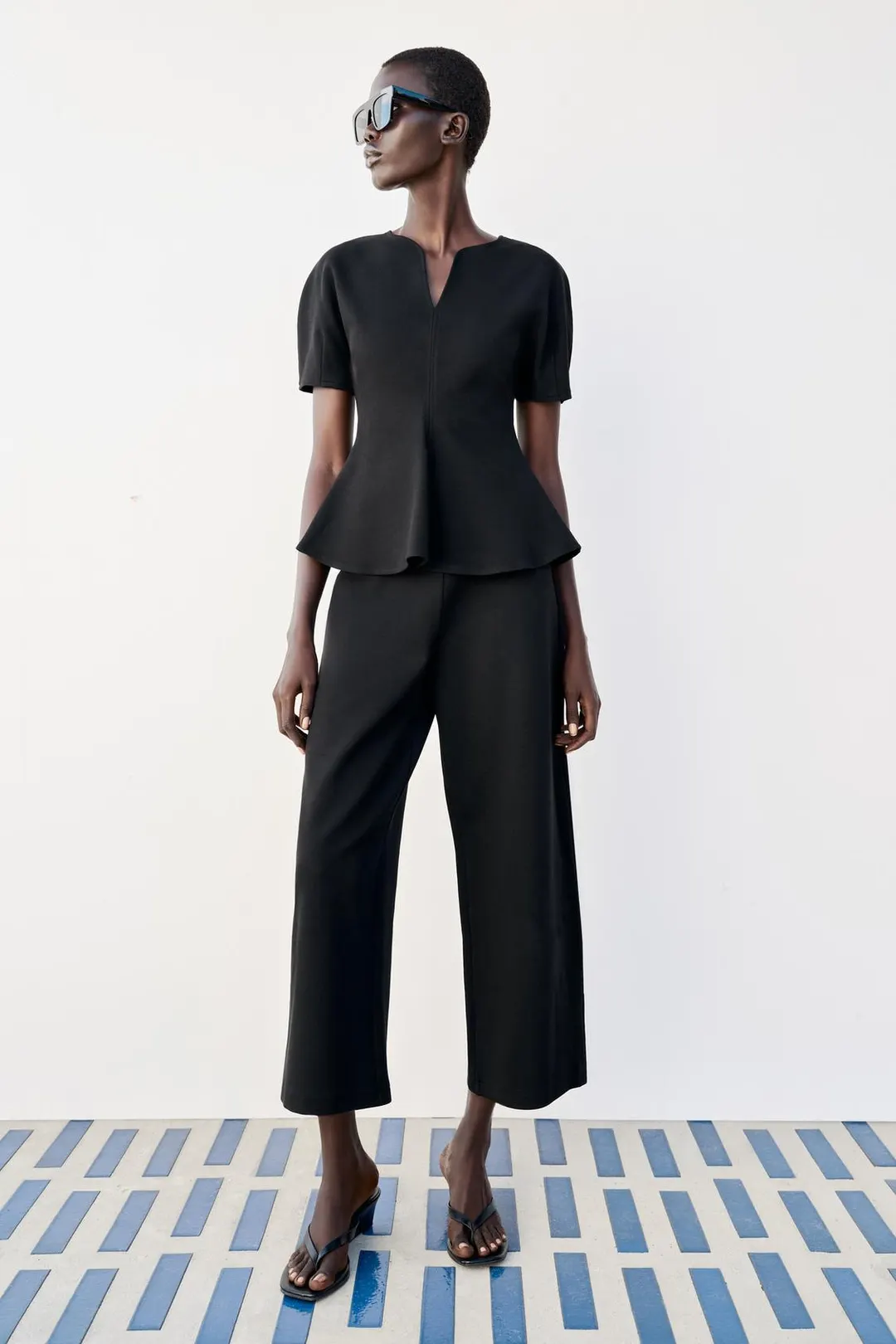 Топ с баской и пышными рукавами, Zara