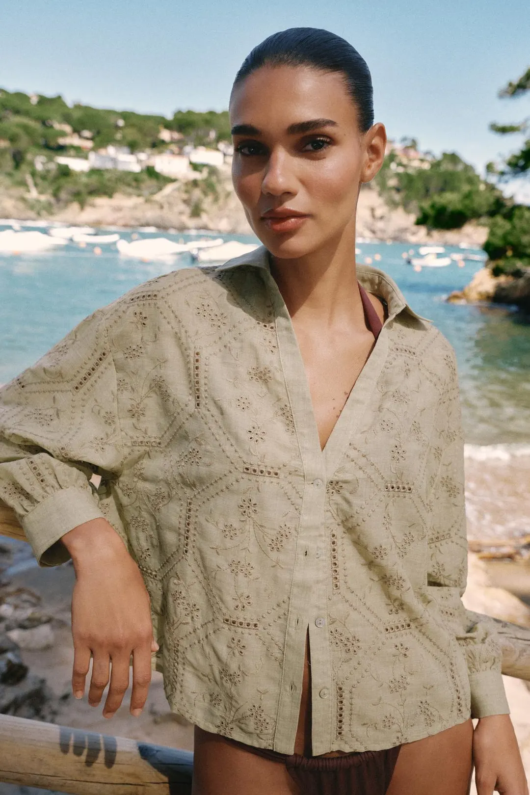 Рубашка с ажурной вышивкой, Zara