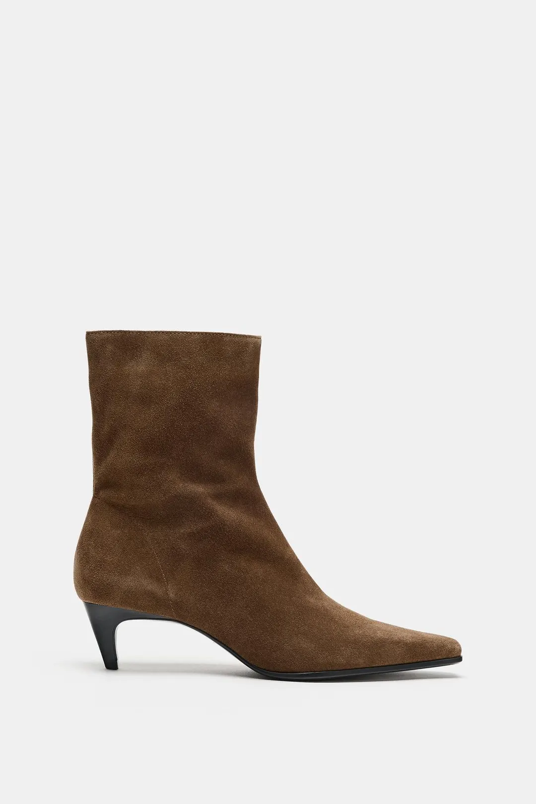 Ботильоны из замшевого спилка на каблуке-рюмочке, Zara