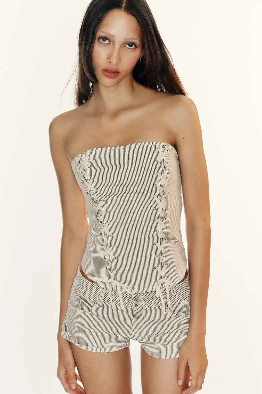 Корсет в полоску со шнуровкой, Zara