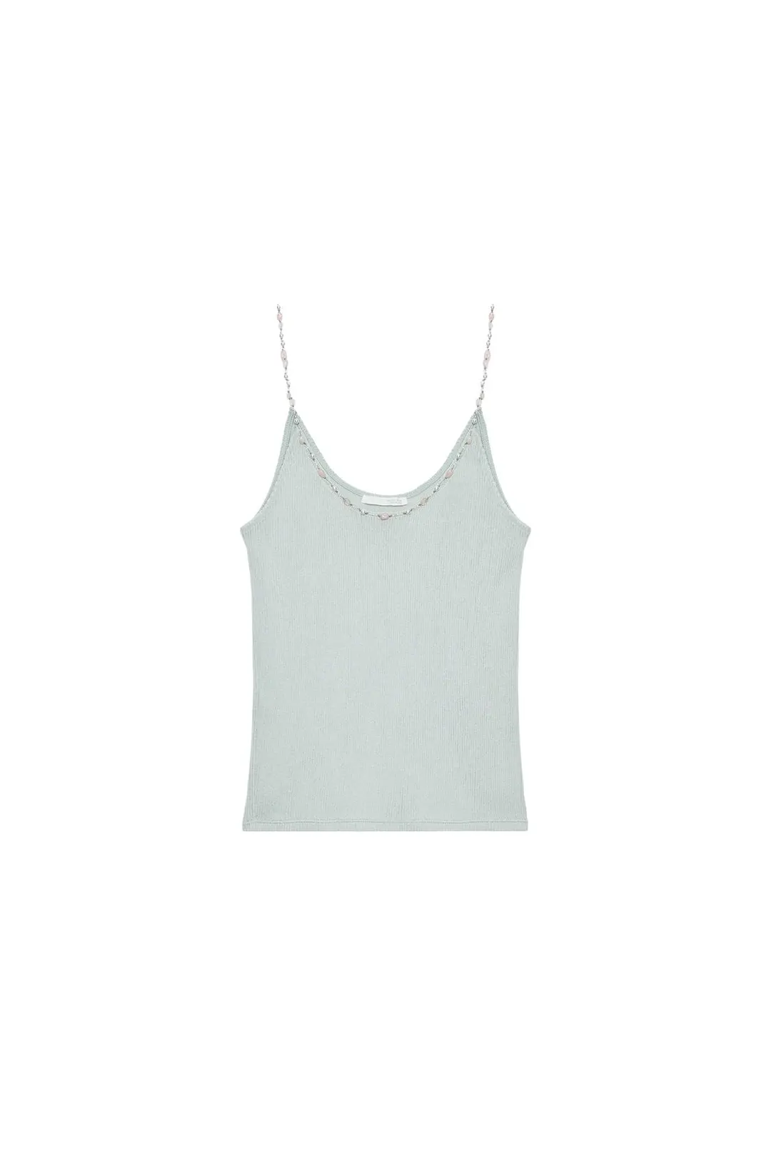 Топ в рубчик с бусинами, Zara