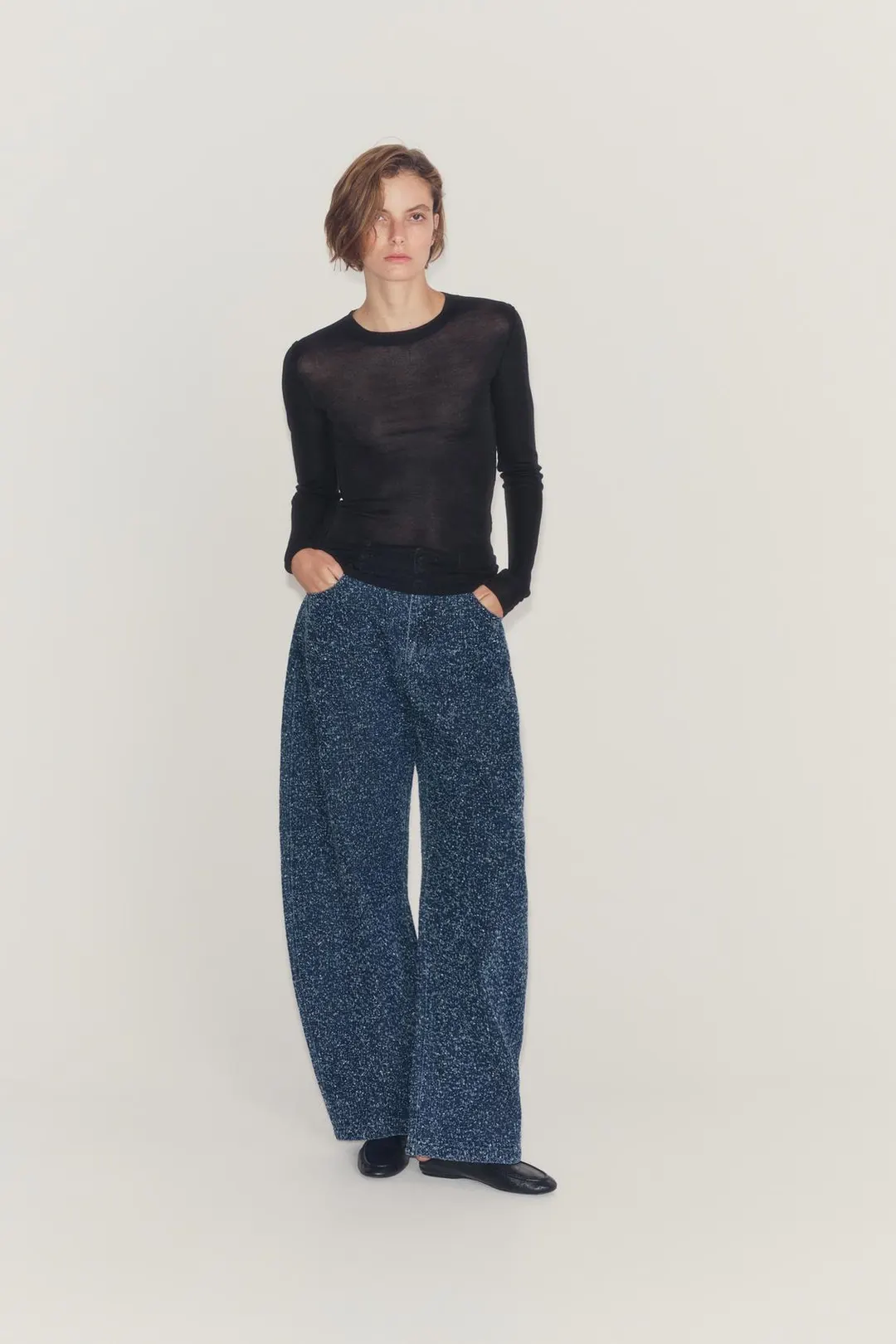 Фактурные широкие джинсы ZW Collection со средней посадкой, Zara