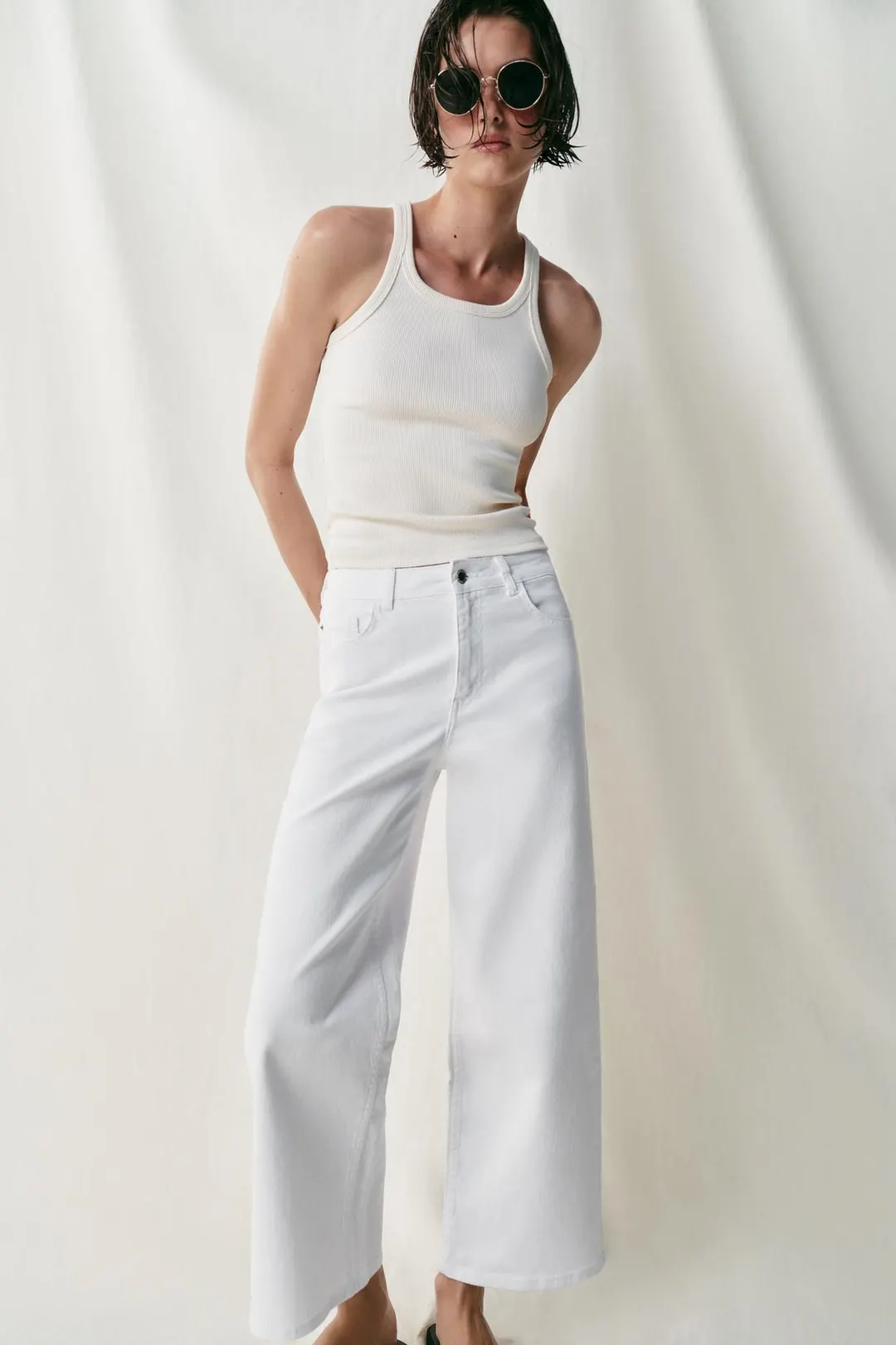 Джинсы-кюлоты комфортные Z1975 с высокой посадкой, Zara