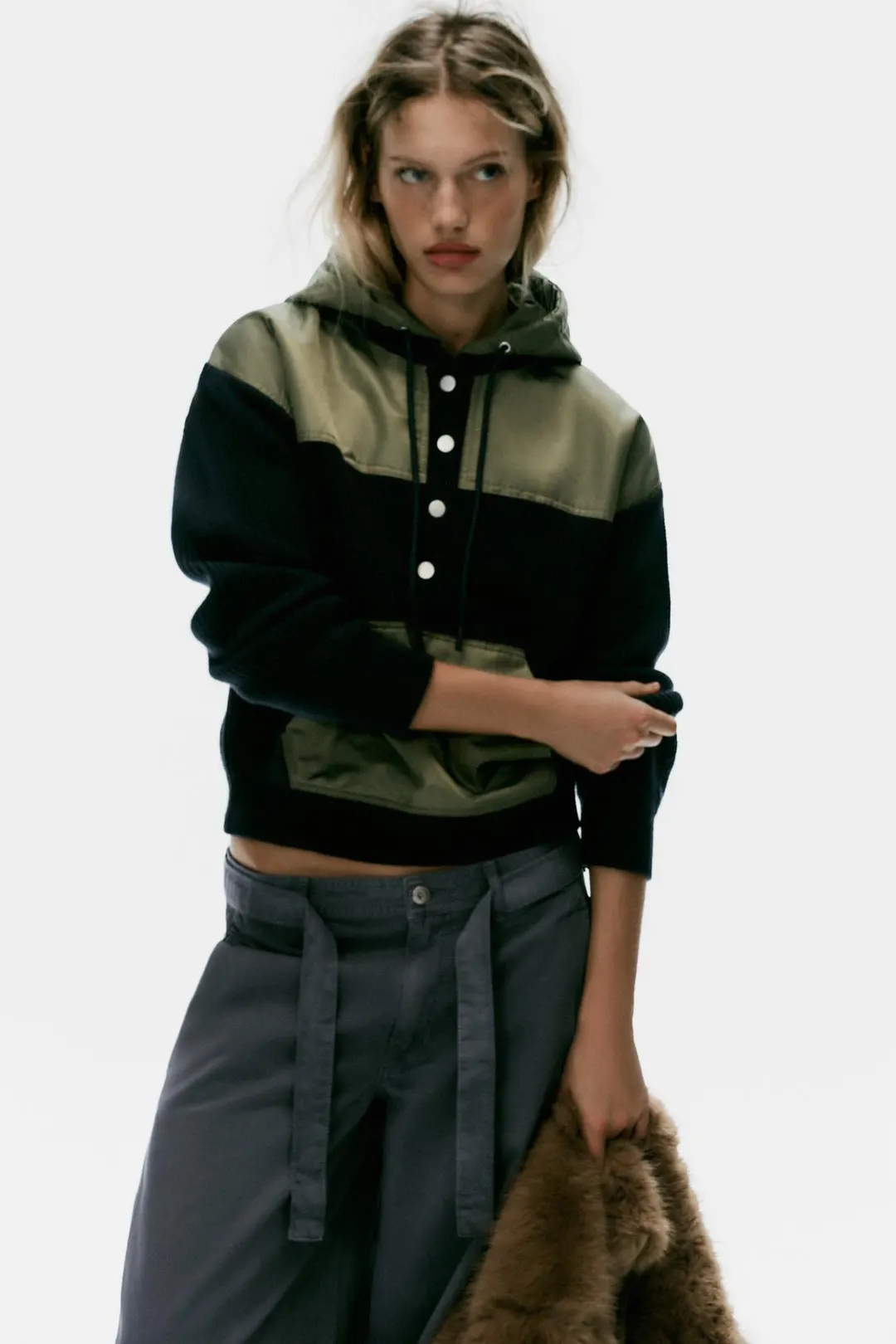 Брюки карго оверсайз с поясом, Zara