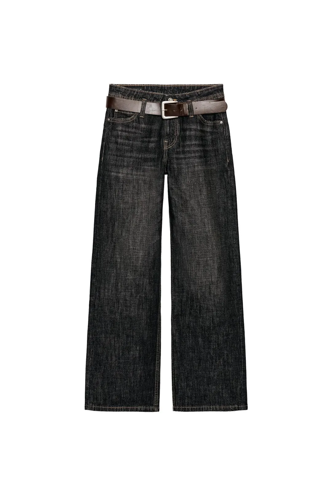 Джинсы прямого кроя средней посадки с поясом Z1975, Zara