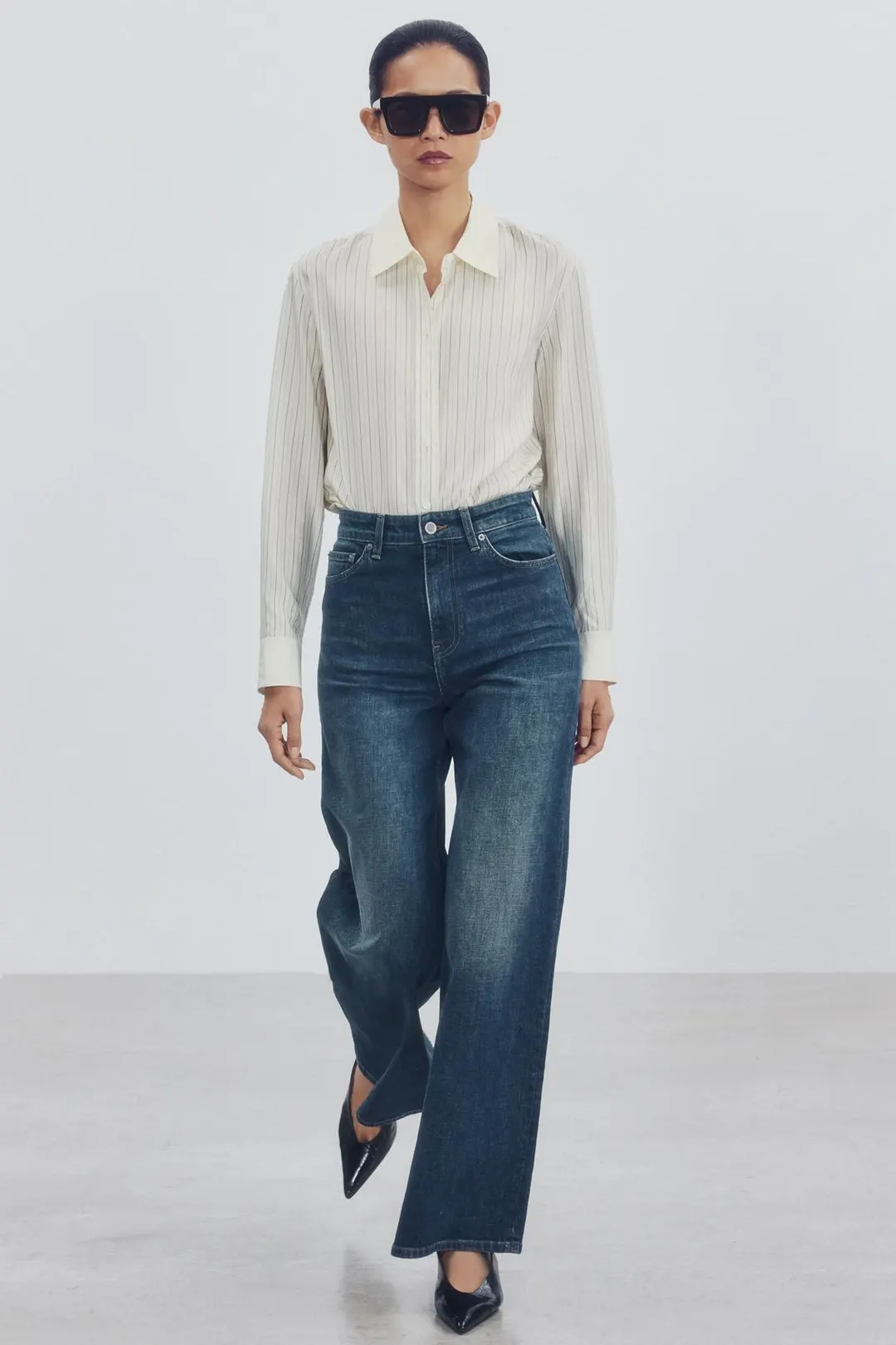 Широкие джинсы ZW Collection Comfort с высокой посадкой, Zara